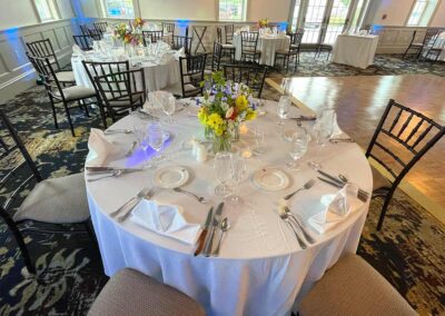 The reception tables with centerpieces