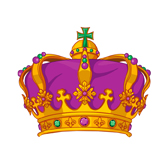 Virtual prop of a gold and purple crown for a Photo Booth